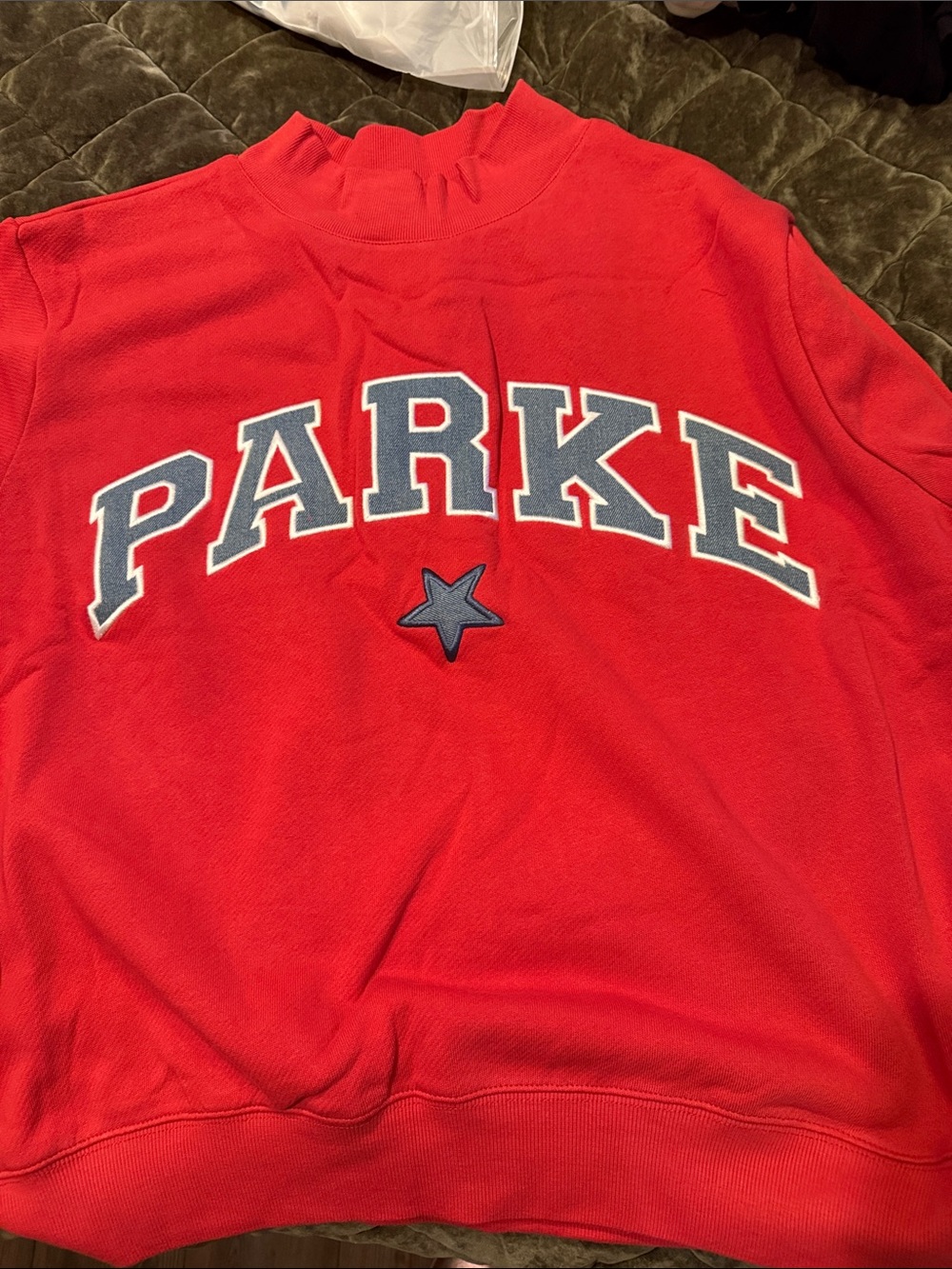 Red PARKE Logo Crewneck Star Varsity Sail Sweatshirt - Women